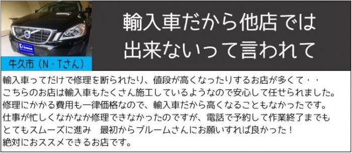 輸入車でも値段は変わらずガラスリペア出来ます。